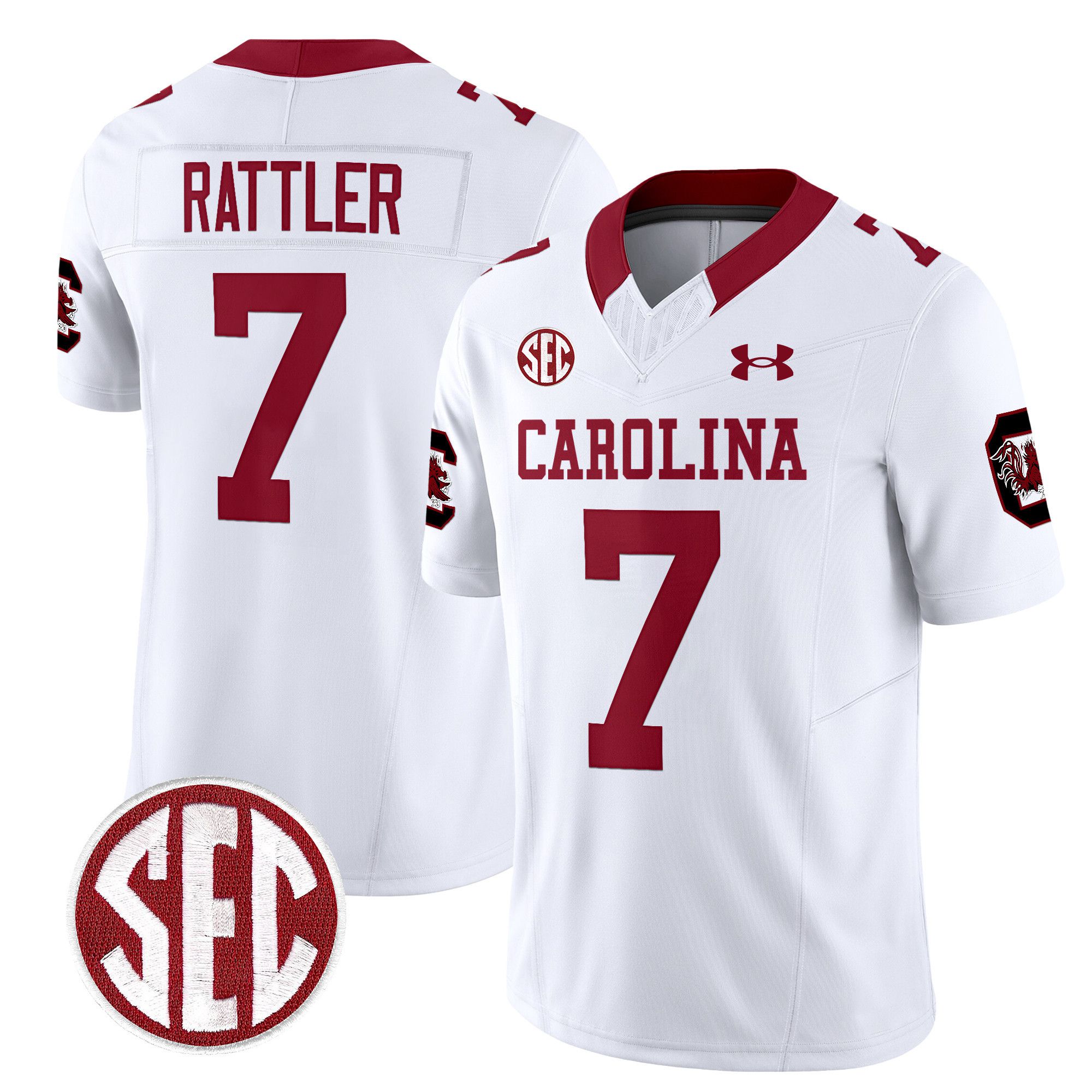Men South Carolina Gamecocks #7 Rattler White 1980 Throwback Vapor Limited 2024 NCAA Jersey->indianapolis colts->NFL Jersey